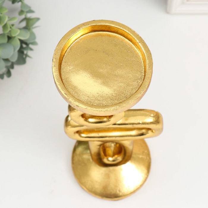 Подсвеник полистоун на 1 свечу "Абстракция. Геометрия" золото 10,5х12х30 см