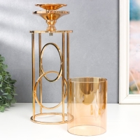 Подсвечник металл, стекло на 1 свечу "Хемена" d-5 см, золото 12х12х42,5 см