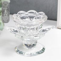 Подсвечник стекло на1 свечу "Цветок" d=2,5 и 4,5 см 10х10х7 см Подсвечник стекло на1 свечу "Цветок" d=2,5 и 4,5 см 10х10х7 см