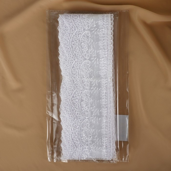 Кружево на сетке, 95 мм &times; 11 &plusmn; 1 м, цвет белый