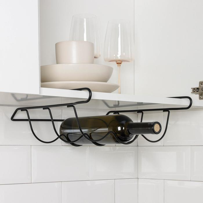 Держатель для бутылок Доляна, подвесной, металл, 32,5&times;31,5&times;13 см, цвет чёрный