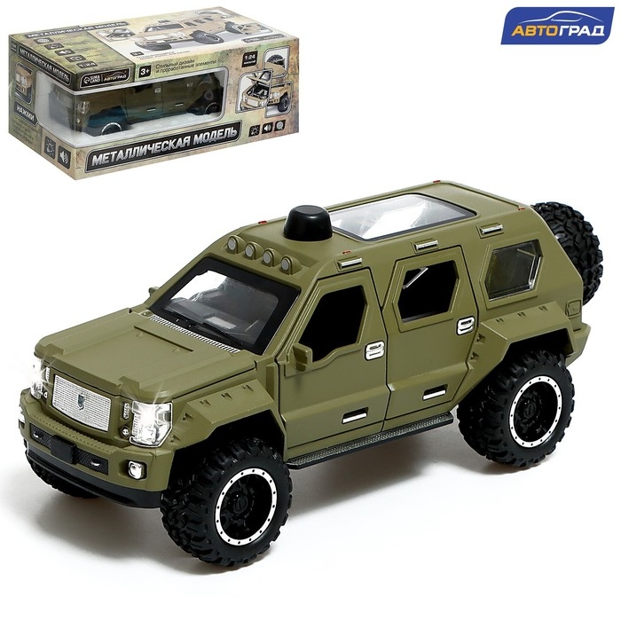 Джип металлический «Армия», 1:24, открываются двери, капот, багажник, инерция, цвет зелёный Джип металлический «Армия», 1:24, открываются двери, капот, багажник, инерция, цвет зелёный