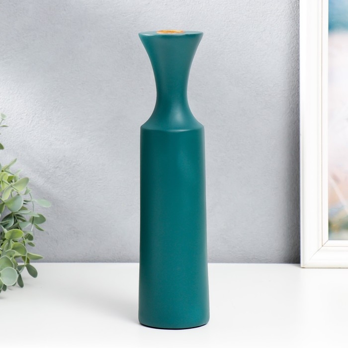 Подсвечник полистоун Подсвечник полистоун "Рьюкан" тёмно-зелёный 30х7,5х7,5 см