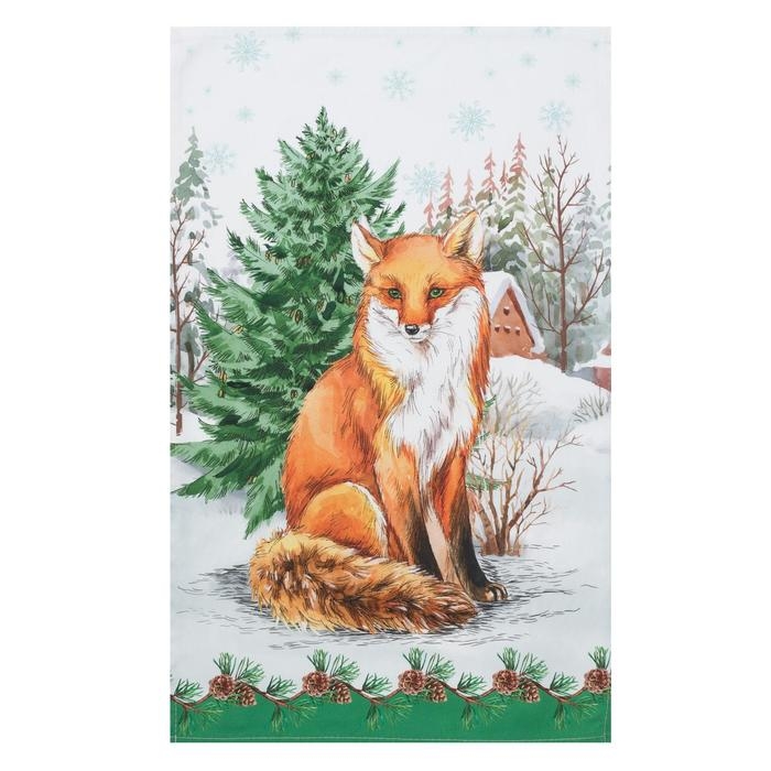 Полотенце &laquo;Лиса&raquo; ТМ &laquo;Этель: Новогодний лес&raquo;, 40 &times; 67 см, 100 % хлопок, саржа, 190 г/м&sup2;