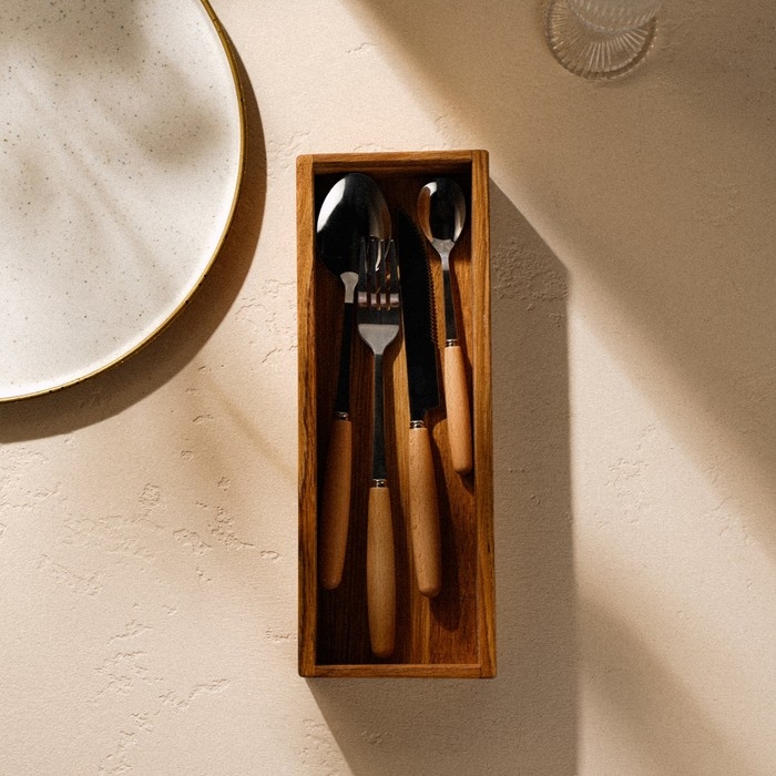 Подставка из дуба для столовых приборов и специй Sima-Land Home, 27&times;10&times;5 см