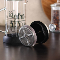 Чайник заварочный френч - пресс &laquo;Келли&raquo;, 600 мл, стекло, цвет чёрный, рисунок МИКС