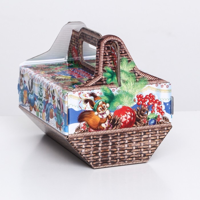 Новый год. Подарочная коробка Новый год. Подарочная коробка "Лукошко" 28 x 15,1 x 20,8 см.