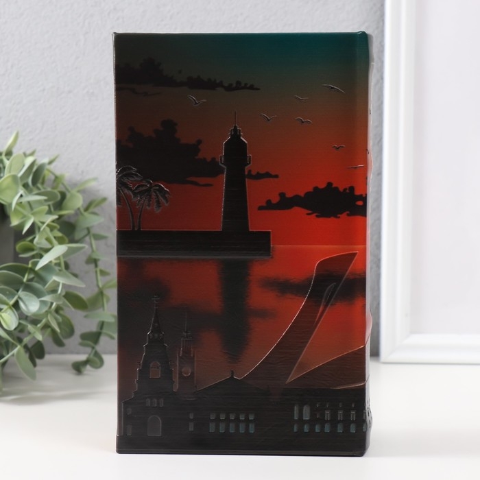 Сейф-книга дерево кожзам "Сочи" 3D тиснение 21х13х5 см