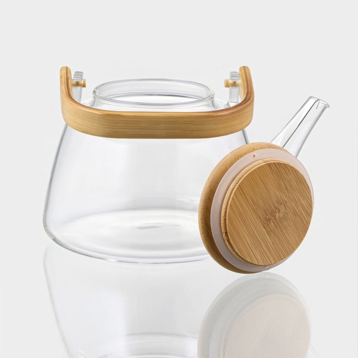 Чайник заварочный стеклянный с металлическим ситом BellaTenero &laquo;Эко. Бриллиант&raquo;, 1 л, 17&times;15&times;19 см