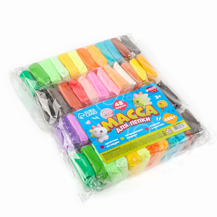 Большой набор &laquo;Масса для лепки&raquo;, 48 брусков по 10 гр