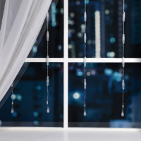 Гирлянда &laquo;Занавес&raquo; 2.5 &times; 0.65 м с насадками &laquo;Капли&raquo;, IP20, прозрачная нить, 50 LED, свечение тёплое белое, 8 режимов, 220 В