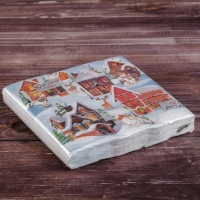 Новый год. Салфетки бумажные Fresco "Домики", 2 слоя, 33*33 см, 20 листов