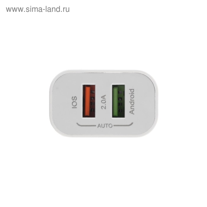 Сетевое зарядное устройство Luazon LN-110AC, 2 USB, 2 A, белое Сетевое зарядное устройство Luazon LN-110AC, 2 USB, 2 A, белое