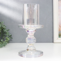 Подсвечник стекло на 1 свечу "Честность" d-3,5/8,5/10 см радужный прозрачный 11,5х11,5х24 см   78771