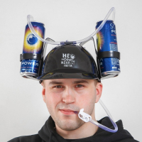 Каска &laquo;Не заBEERай меня с пати&raquo;, с отверстиями под банки, цвет чёрный