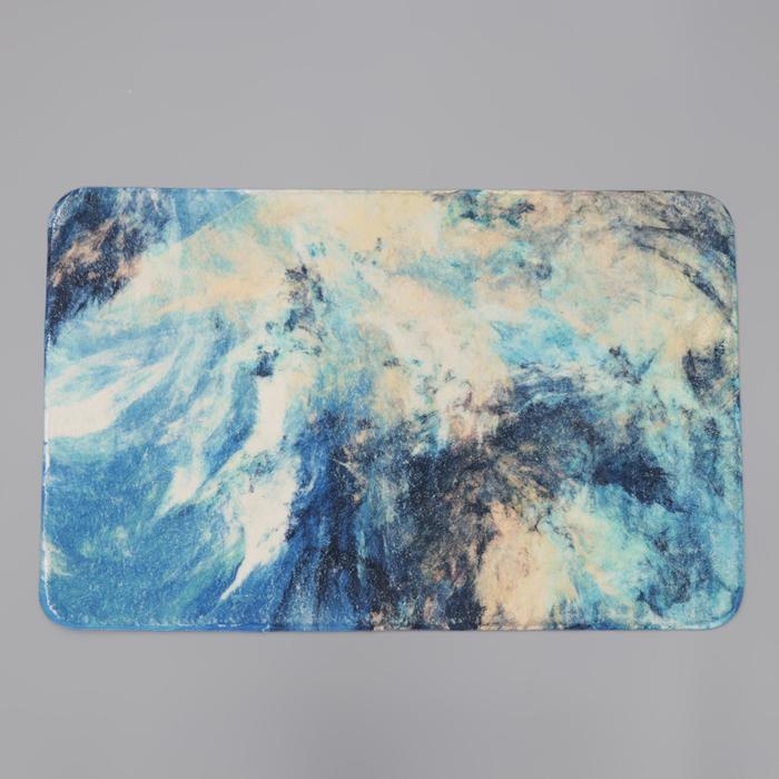 Коврик для ванной Доляна &laquo;Космос&raquo;, 50&times;80 см, цвет синий