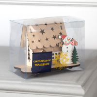 Светодиодная фигура &laquo;Дом со снеговиком&raquo; 11 &times; 15 &times; 3 см, дерево, батарейки LR41х3 (в комплекте), свечение тёплое белое