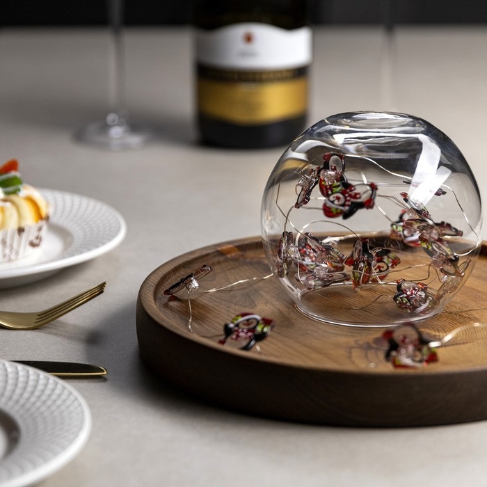 Гирлянда &laquo;Нить&raquo; 2 м роса с насадками &laquo;Пингвин&raquo;, IP20, серебристая нить, 20 LED, 2 режима, батарейки ААх2 (нет в комплекте), свечение белое