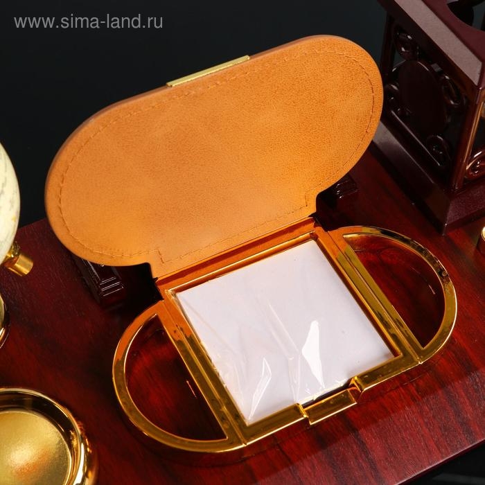 Набор настольный 6в1с визитницей и часами, вишня Набор настольный 6в1с визитницей и часами, вишня