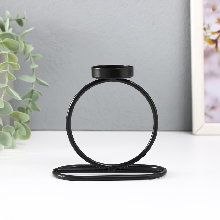 Подсвечник металл на 1 свечу Подсвечник металл на 1 свечу "Кольцо" d=4 см чёрный 11х6х11 см