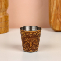 Набор стопок &laquo;Медведь&raquo;, 3 шт, в футляре, 4,5&times;4,5&times;8 см, береста