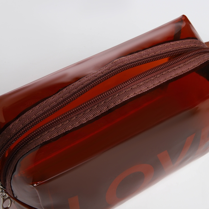 Косметичка на молнии, цвет коричневый/прозрачный