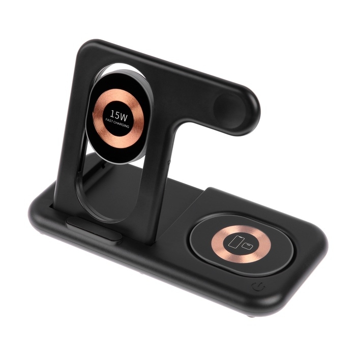 Беспроводное зарядное устройство 3 в 1 Y36, 15 W, складная, подсветка, USB, Type-C, чёрная Беспроводное зарядное устройство 3 в 1 Y36, 15 W, складная, подсветка, USB, Type-C, чёрная