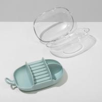 Подставка для украшений &laquo;Шкатулка портативная&raquo; 3 ячейки, 7 полос, 15&times;8&times;5 см, цвет зеленый