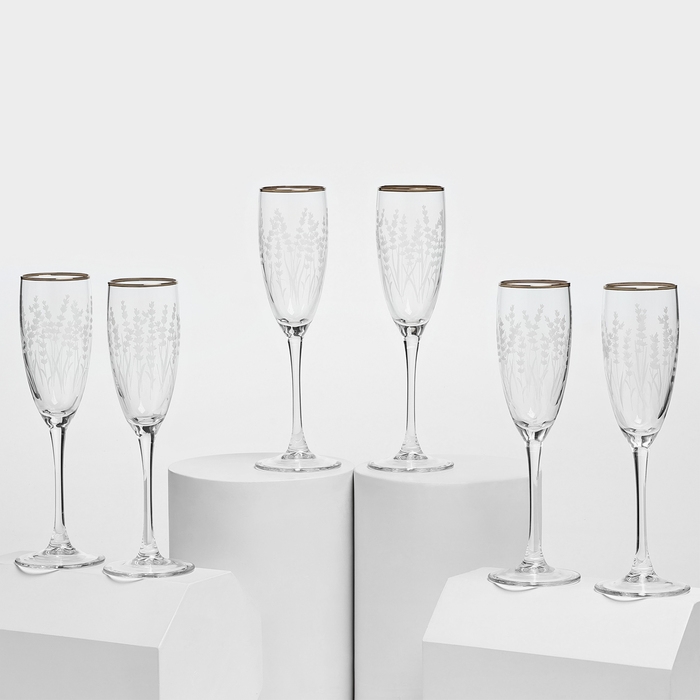 Набор стеклянных бокалов &laquo;Лаванда&raquo;, 170 мл, 6 шт