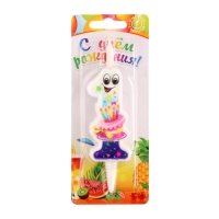 Свеча для торта "С глазками", 10,2 см, цветная цифра 1