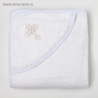 Полотенце-уголок для крещения с вышивкой, размер 100х100см, цвет белый, К40/1