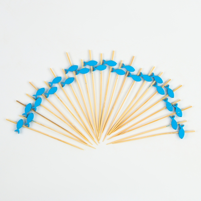 Шпажки для канапе &laquo;Рыбки&raquo; набор 24 шт., цвет синий