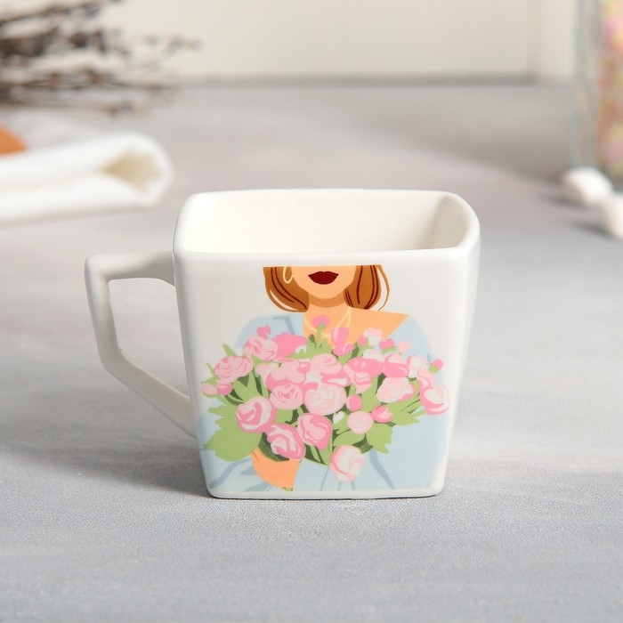 Чайная пара керамическая «Лучший подарок» кружка 150 мл, блюдце 15.5х15.5 см, цвет белый Чайная пара керамическая «Лучший подарок» кружка 150 мл, блюдце 15.5х15.5 см, цвет белый