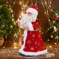 Дед Мороз "Красная шуба, с посохом" 39 см, двигается, красный Дед Мороз "Красная шуба, с посохом" 39 см, двигается, красный