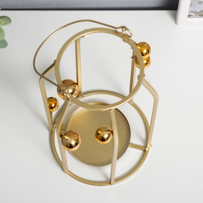 Подсвечник металл Подсвечник металл "Золотые шарики" золото 14х14х26 см