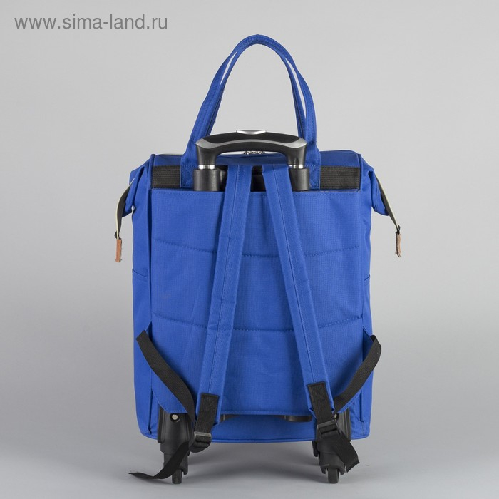 Сумка-рюкзак 2 в 1 на колёсах 18", отдел на молнии, наружный карман, цвет синий