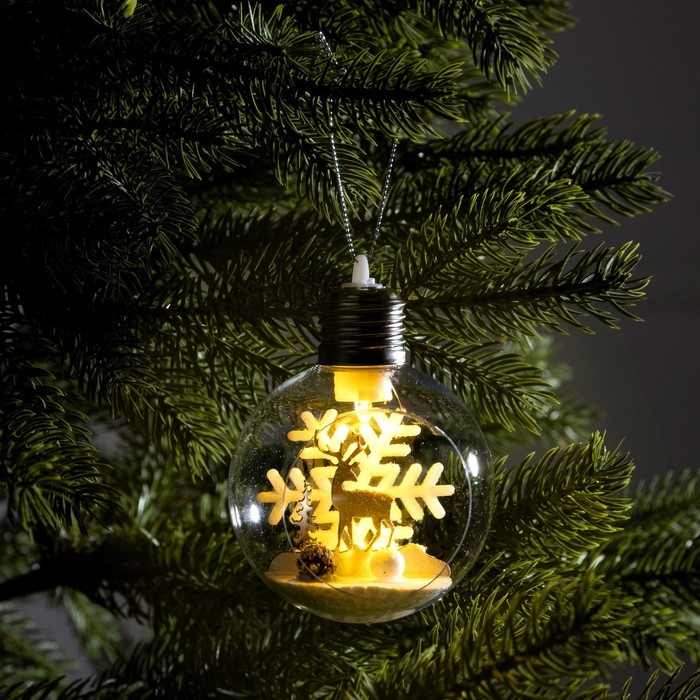 Ёлочный шар «Снежный пейзаж», батарейки, 1 LED, свечение тёплое белое Ёлочный шар «Снежный пейзаж», батарейки, 1 LED, свечение тёплое белое