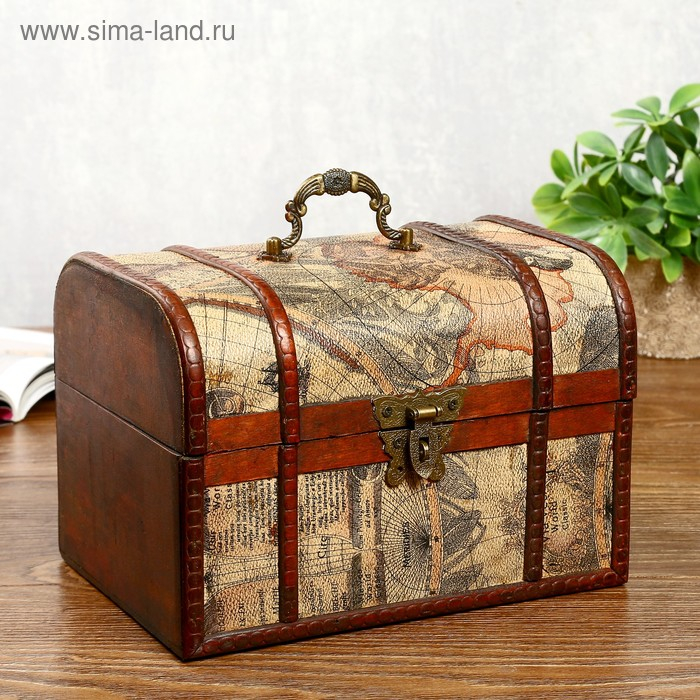 Шкатулка дерево состаренная Шкатулка дерево состаренная "Карта путешественника" сундучок МИКС 15х22х15,5 см