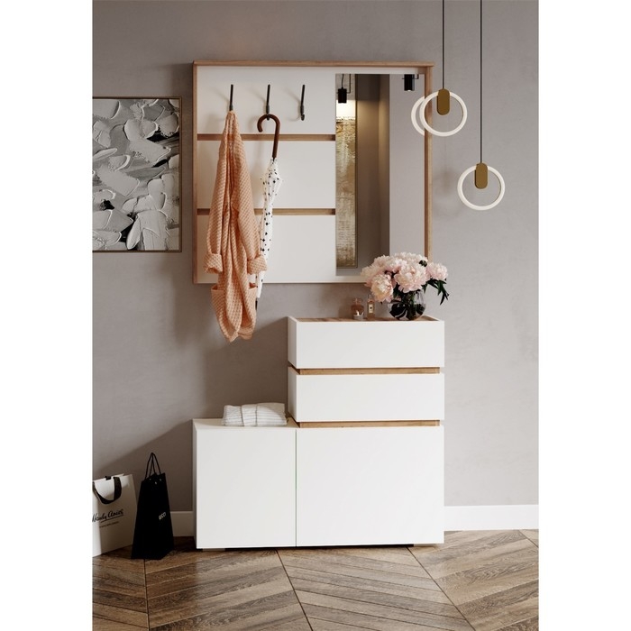 Прихожая Акрон, 1000х370х2078, Белый/Дуб вотан Прихожая Акрон, 1000х370х2078, Белый/Дуб вотан