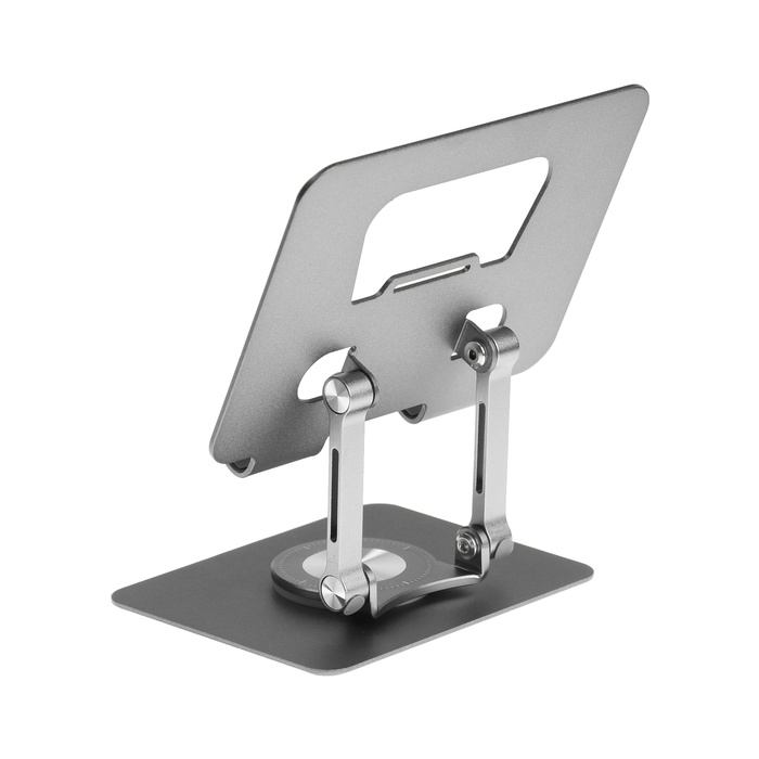 Подставка для планшета, регулируемая, складная, поворот на 360°, металл, серая Подставка для планшета, регулируемая, складная, поворот на 360°, металл, серая