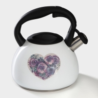 Чайник со свистком из нержавеющей стали Доляна &laquo;Сердце&raquo;, 3 л, с индикатором нагрева