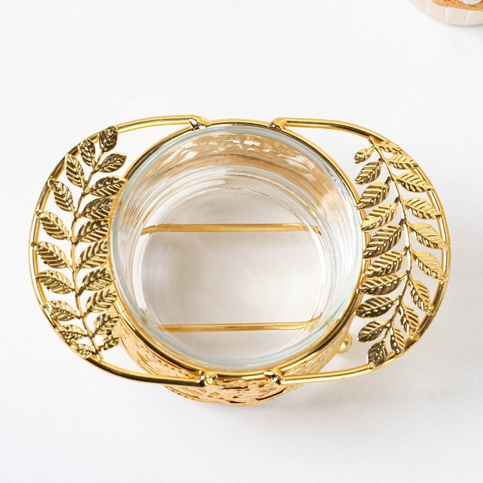 Сахарница &laquo;Крылья&raquo;, 200 мл, 16&times;10,5&times;11 см, с ложкой, цвет металла золотой