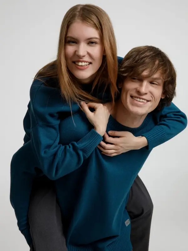 Джемпер оверсайз унисекс Stated в сумке, синий (морская волна), размер S/M