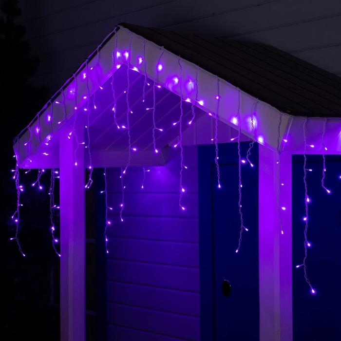 Гирлянда &laquo;Бахрома&raquo; 4 &times; 0.6 м, IP44, белая нить, 180 LED, свечение фиолетовое, 8 режимов, 220 В