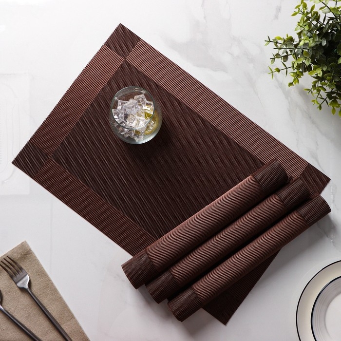 Салфетки сервировочные на стол Доляна «Шахматы», 45×30 см, 4 шт, цвет коричневый Салфетки сервировочные на стол Доляна «Шахматы», 45×30 см, 4 шт, цвет коричневый