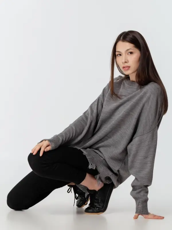 Джемпер оверсайз унисекс Grunge, серый, размер S/M Джемпер оверсайз унисекс Grunge, серый, размер S/M