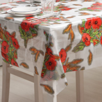 Клеёнка на стол Доляна &laquo;Маки&raquo;, ширина 137 см, толщина 0,08 мм, рулон 30 метров