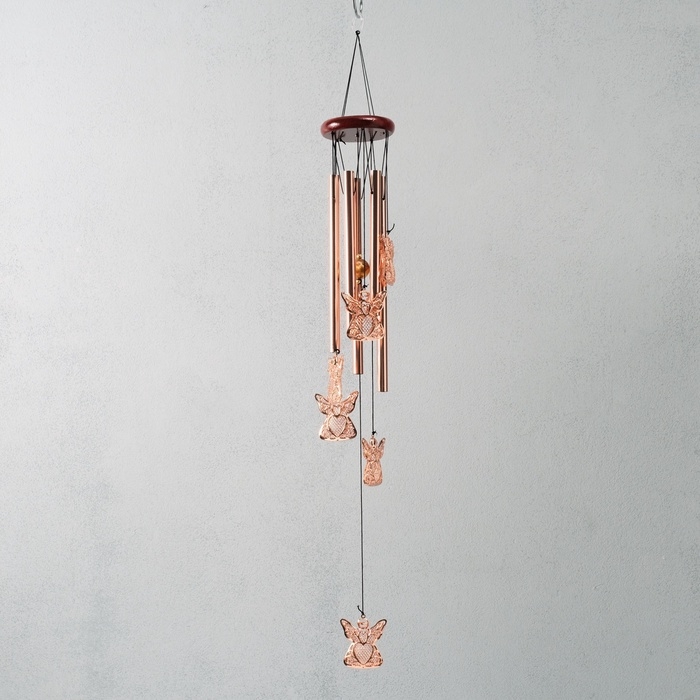 Музыка ветра металл "Ангелы" 5 трубок 6 ангелов 67 см