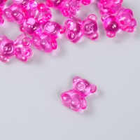 Декор для творчества пластик "Медвежонок" ярко-розовый набор 25 шт 1,8х1,5х1 см