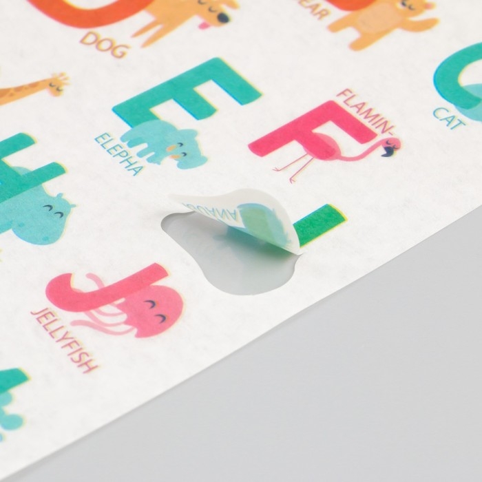 Наклейка бумага Наклейка бумага "Интересный алфавит" набор 6 листов 18,6х10 см